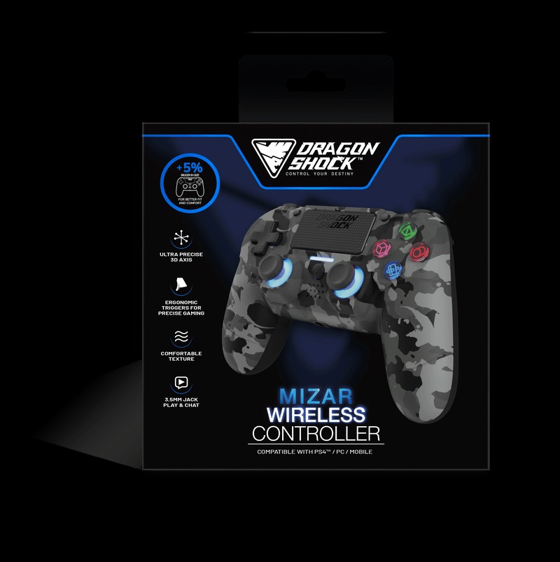 Dragonshock Mizar Wireless Controller Grey Camo Ps4, Pc, Mobile