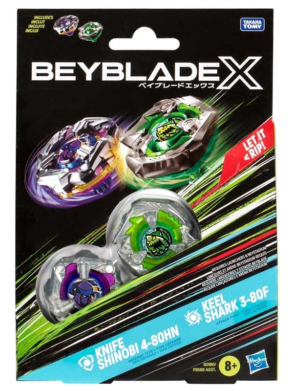 Beyblade X - Dual Pack - Knife Shinobi 4-80HN (Defense) & Keel Shark 3-80F (Attack)